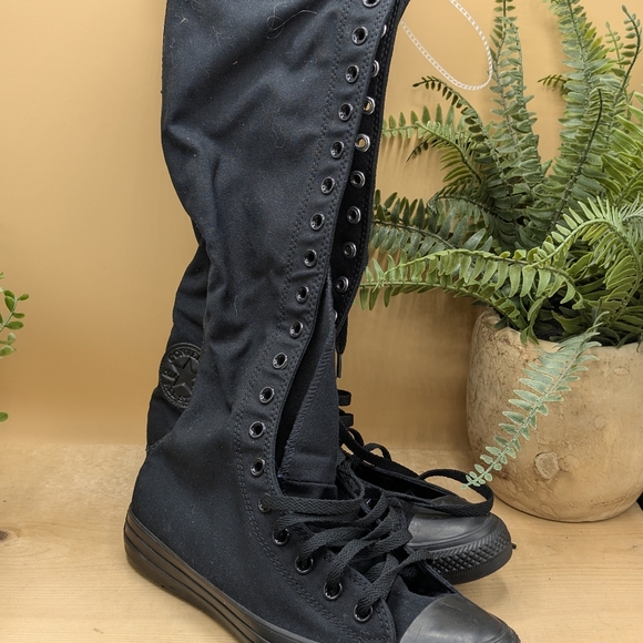 Converse Chuck Taylor All Star Wms Size 11 Knee High Black Lace Up Shoes Mens 9 - Picture 2 of 6